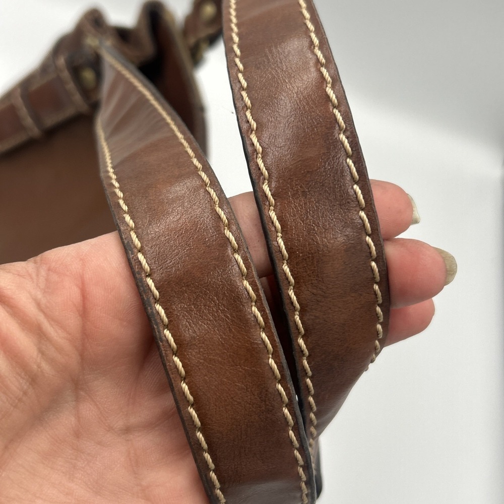Vtg Y2K Relic Brown Faux Leather Patchwork Tote Hand Bag Purse Boho Colorblock - Picture 9 of 13
